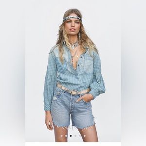 Free People Breaker High Rise CVY Denim Shorts Size 34